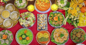 Mâm lễ chay cúng rằm tháng Giêng. (Ảnh Chụp màn hình báo Dân trí).